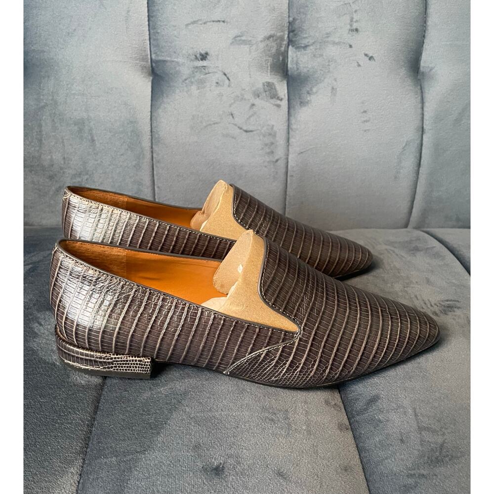 New Sarto by Franco Sarto Grey Embossed Leather Loafers U.S. Women's Size 6.5